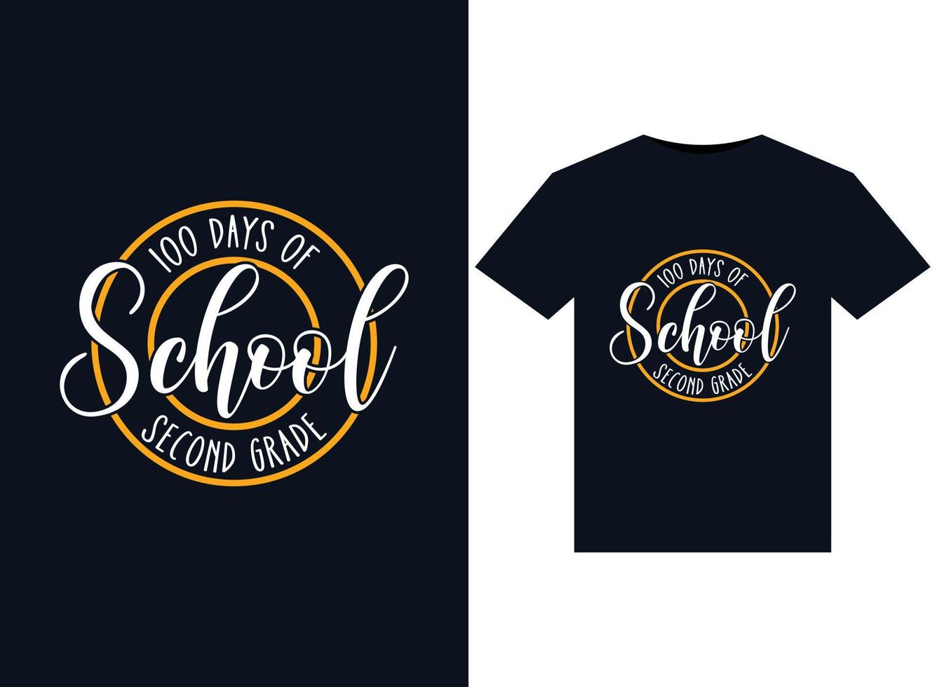 100 dagen van school- tweede rang illustraties voor drukklare t-shirts ontwerp vector