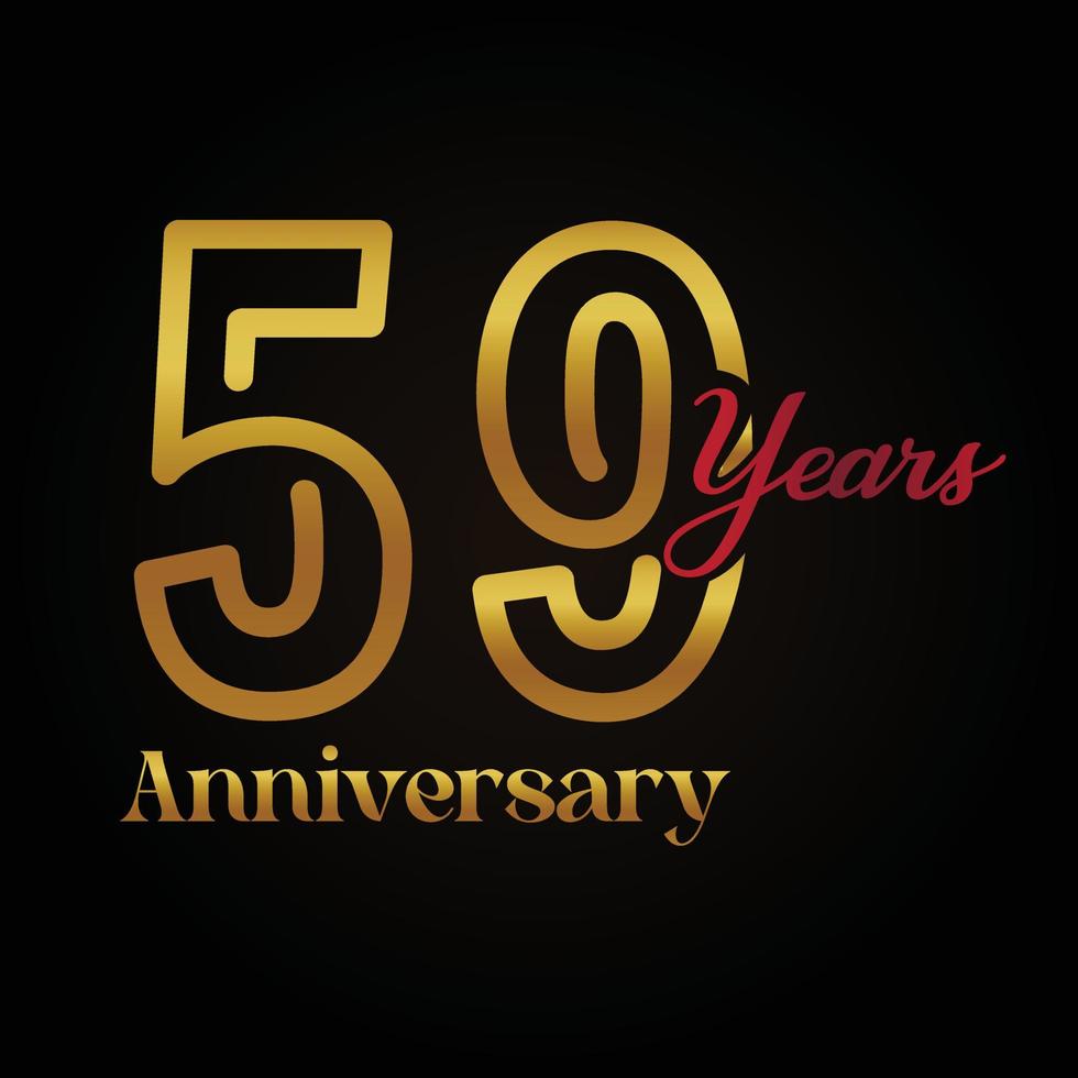 59e verjaardag viering logotype met handschrift gouden en rood kleur elegant ontwerp . vector verjaardag voor viering, uitnodiging kaart, en groet kaart.