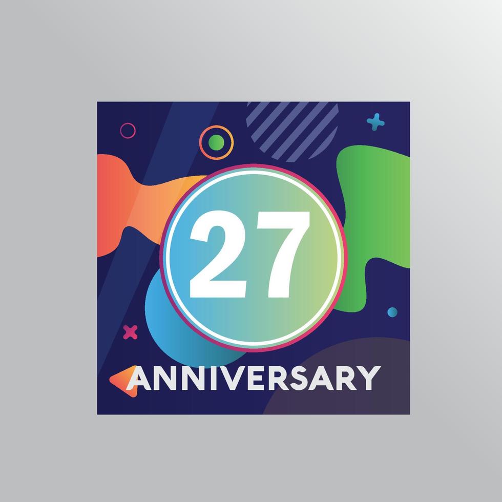 27e jaren verjaardag logo, vector ontwerp verjaardag viering met kleurrijk achtergrond en abstract vorm geven aan.