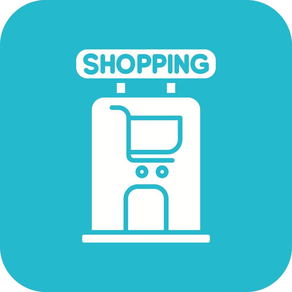 boodschappen doen centrum glyph ronde hoek achtergrond icoon vector