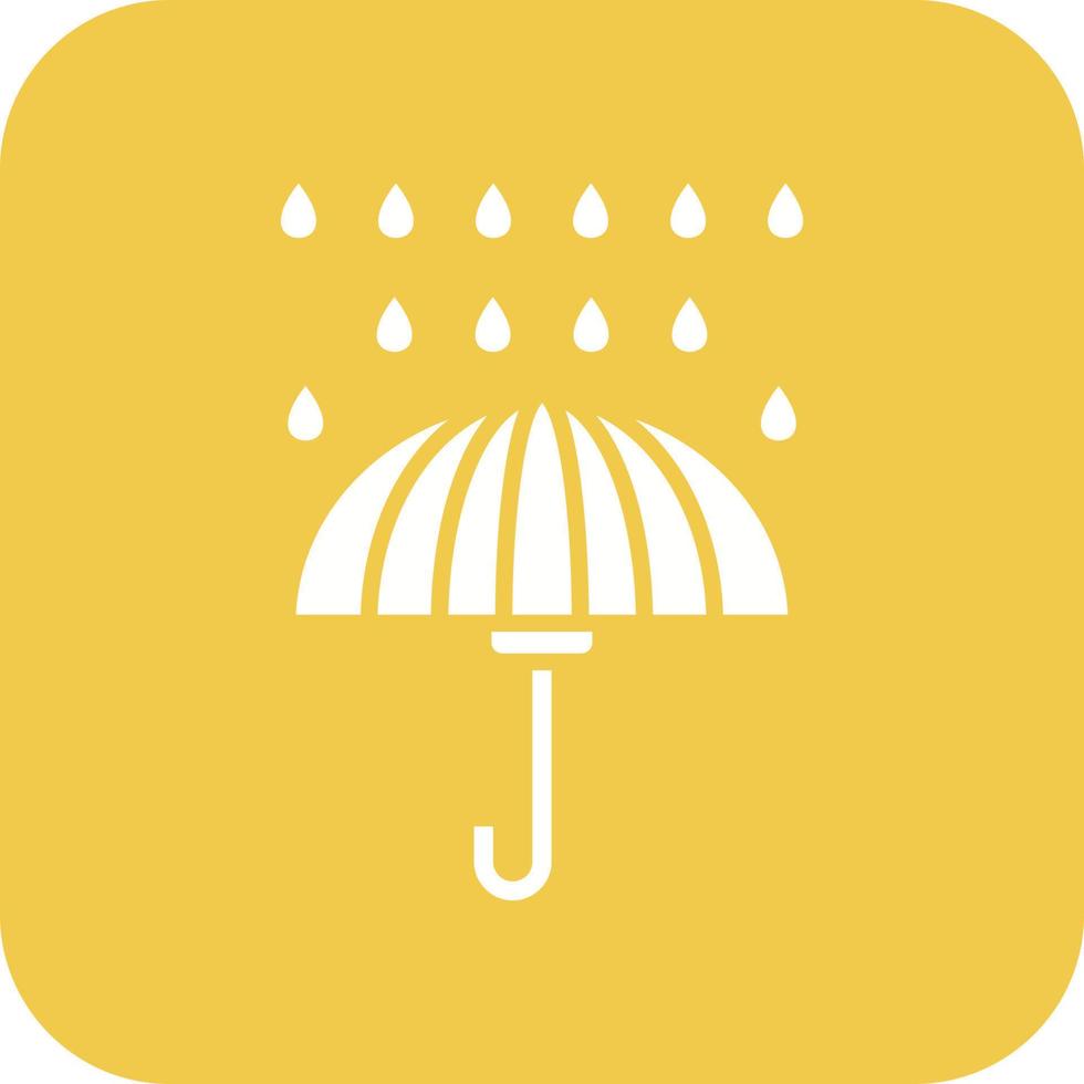 paraplu met regen druppels glyph ronde hoek achtergrond icoon vector