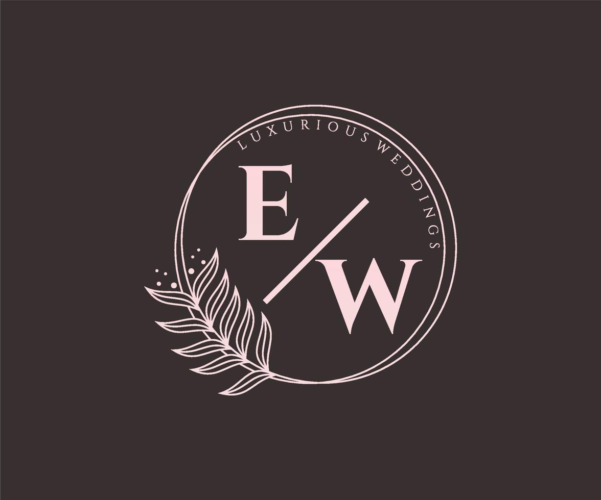 ew initialen brief bruiloft monogram logos sjabloon, hand- getrokken modern minimalistisch en bloemen Sjablonen voor uitnodiging kaarten, opslaan de datum, elegant identiteit. vector