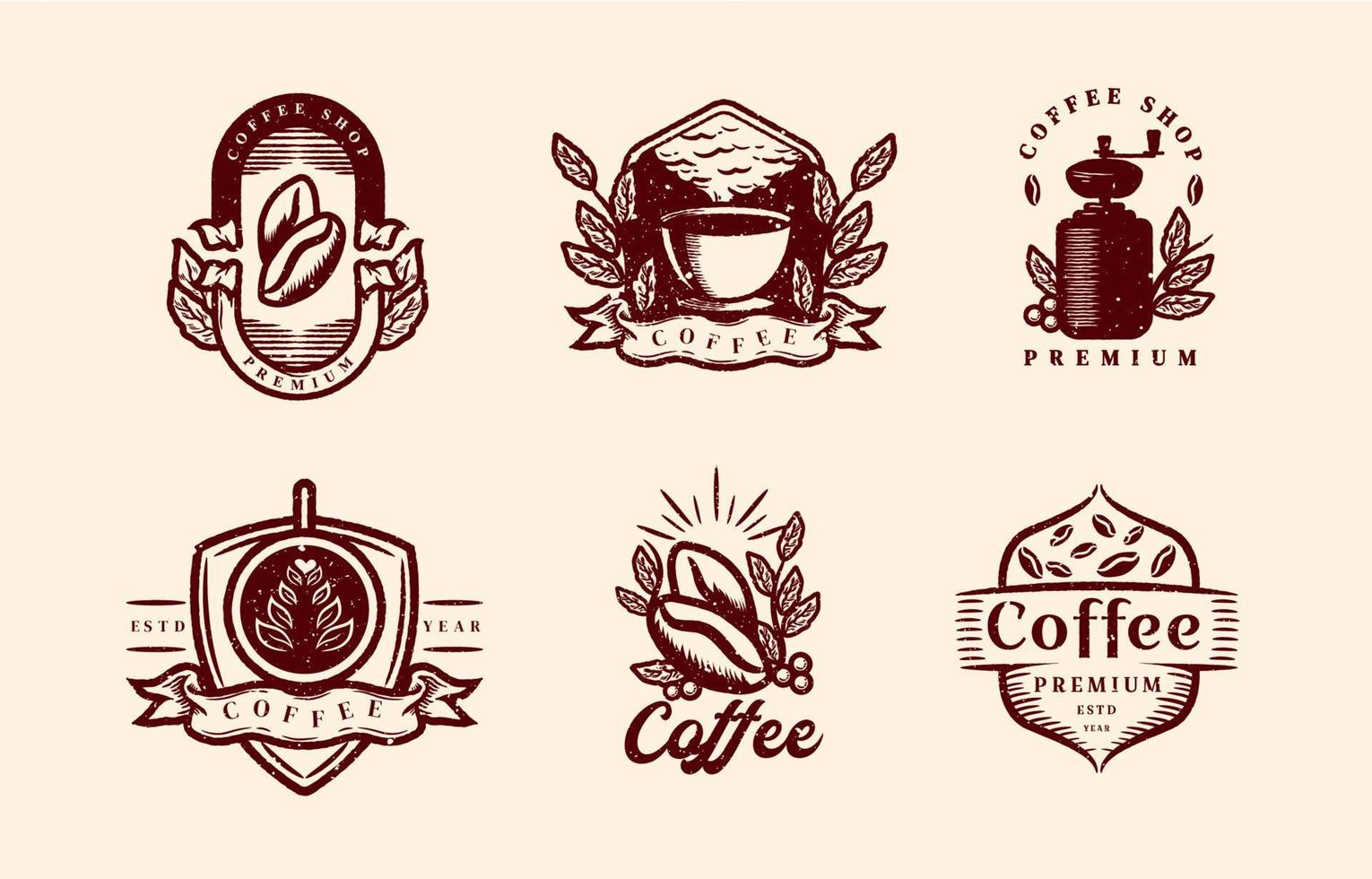 oud inkt wijnoogst stijl koffie winkel logo vector