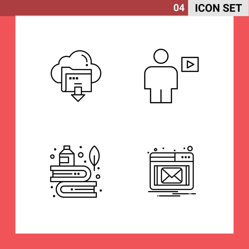 4 gebruiker koppel lijn pak van modern tekens en symbolen van downloaden video wolk lichaam onderwijs bewerkbare vector ontwerp elementen