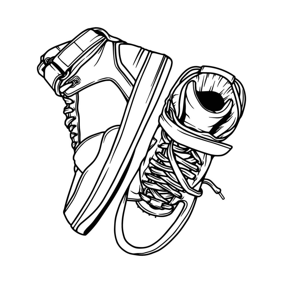 mode sportschoenen. sportschoenen schoen .vlak vector illustratie. sportschoenen lijn kunst. sportschoenen kant visie