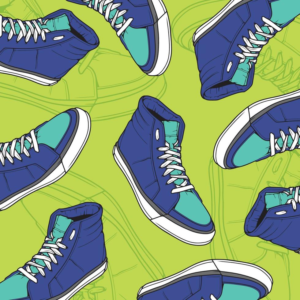 naadloos patroon. sportschoenen schoenen. sportschoenen illustratie. vlak vector illustratie. mode sportschoenen. patroon backround