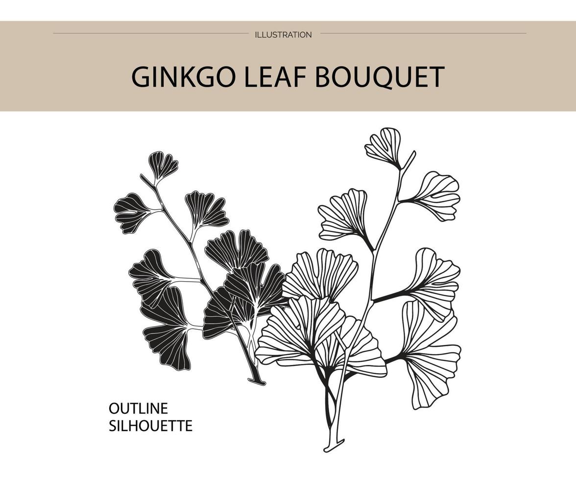 ginkgo blad boeket silhouet vector