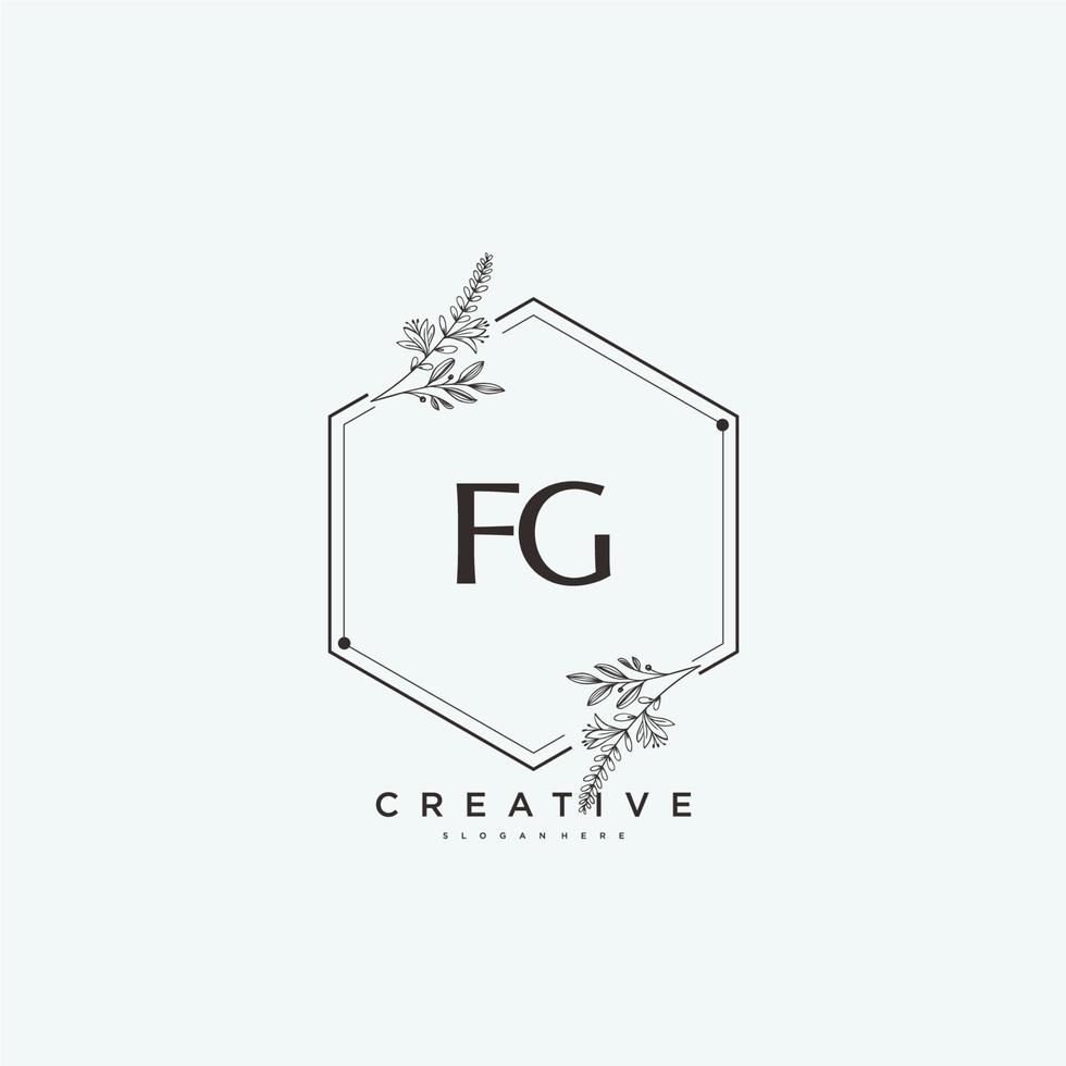 fg schoonheid vector eerste logo kunst, handschrift logo van eerste handtekening, bruiloft, mode, juwelen, boetiek, bloemen en botanisch met creatief sjabloon voor ieder bedrijf of bedrijf.