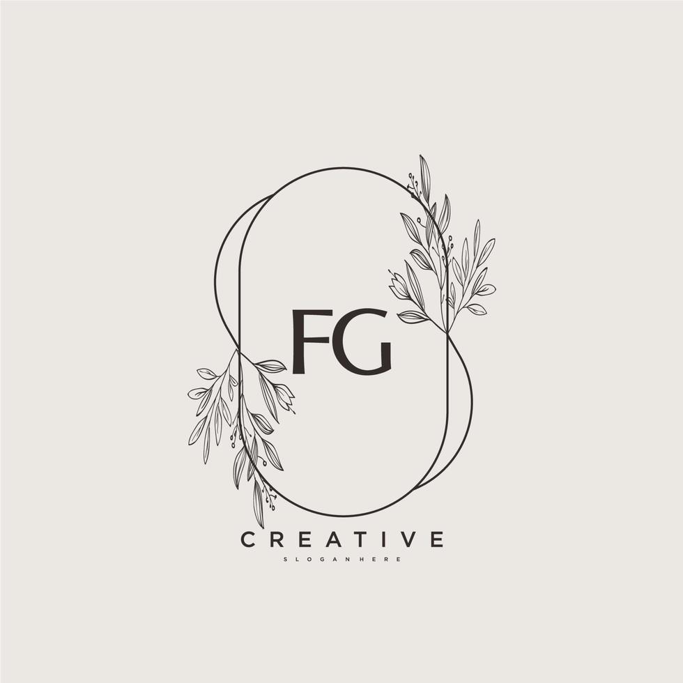 fg schoonheid vector eerste logo kunst, handschrift logo van eerste handtekening, bruiloft, mode, juwelen, boetiek, bloemen en botanisch met creatief sjabloon voor ieder bedrijf of bedrijf.