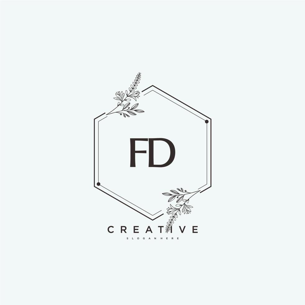 fd schoonheid vector eerste logo kunst, handschrift logo van eerste handtekening, bruiloft, mode, juwelen, boetiek, bloemen en botanisch met creatief sjabloon voor ieder bedrijf of bedrijf.