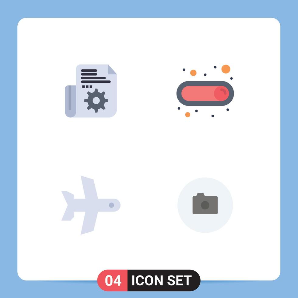 groep van 4 modern vlak pictogrammen reeks voor document vervoer gereedschap wisselen camera bewerkbare vector ontwerp elementen