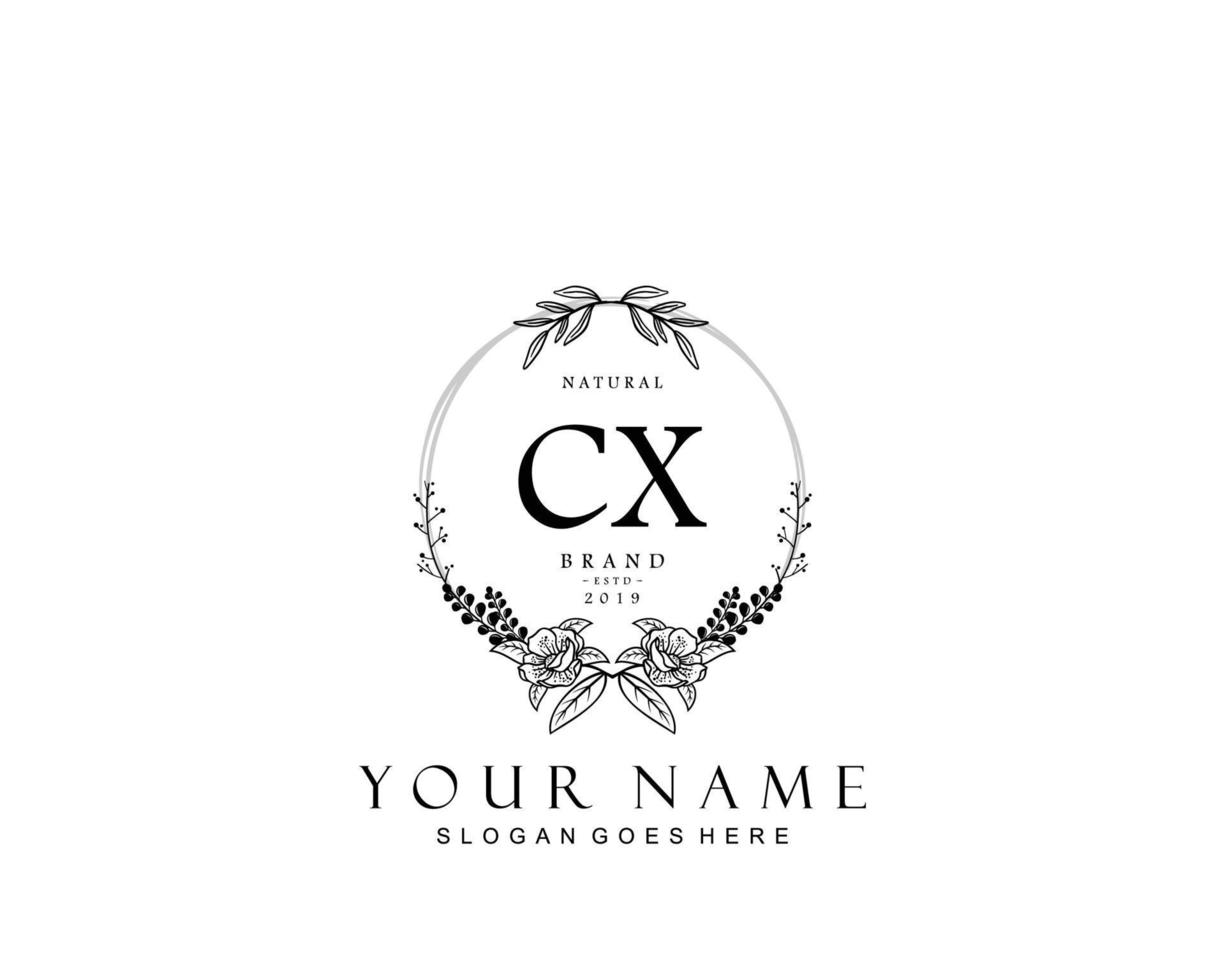 eerste cx schoonheid monogram en elegant logo ontwerp, handschrift logo van eerste handtekening, bruiloft, mode, bloemen en botanisch met creatief sjabloon. vector