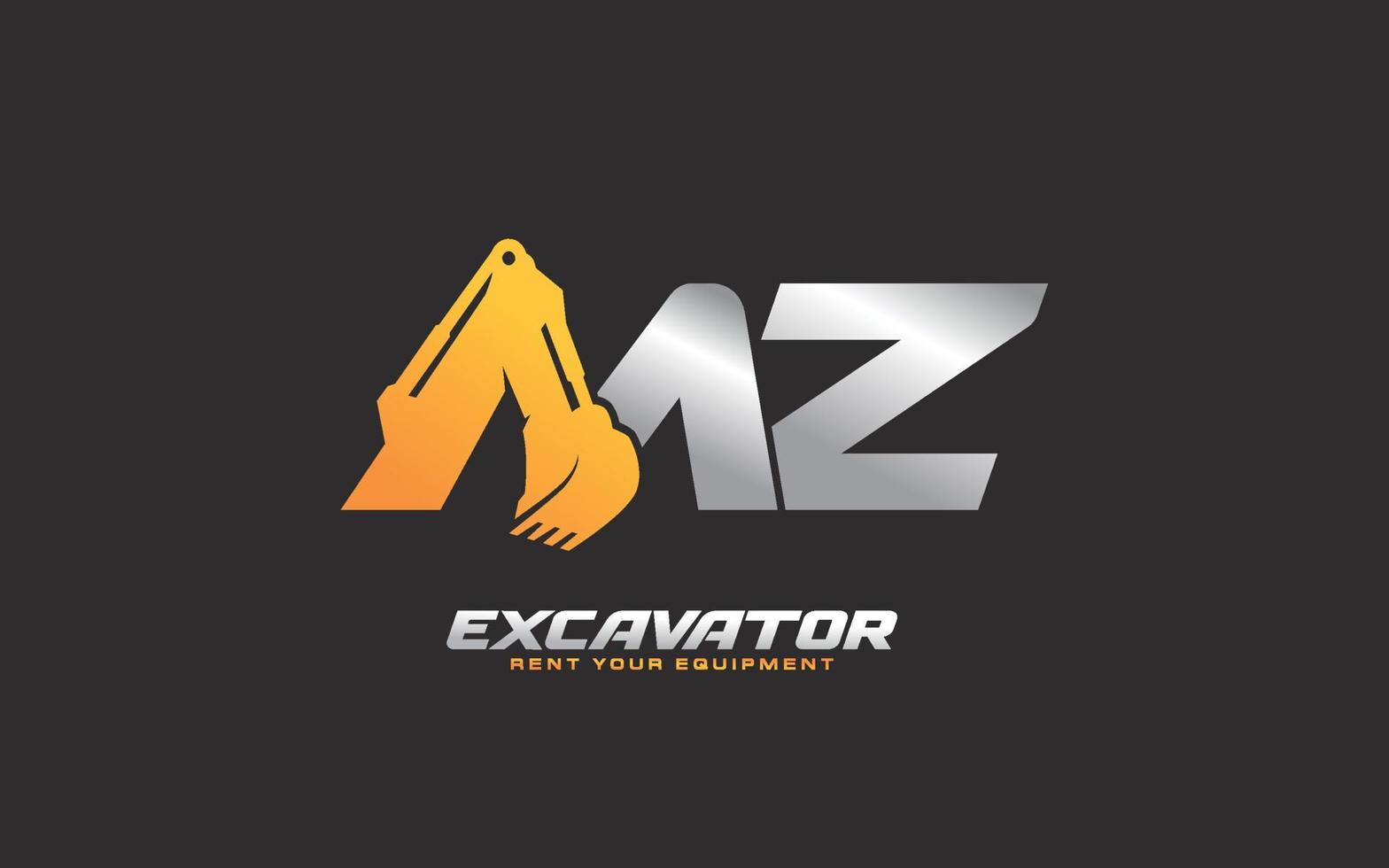 mz logo graafmachine voor bouw bedrijf. zwaar uitrusting sjabloon vector illustratie voor uw merk.