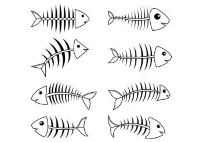 Set Fishbone Pictogrammen vector