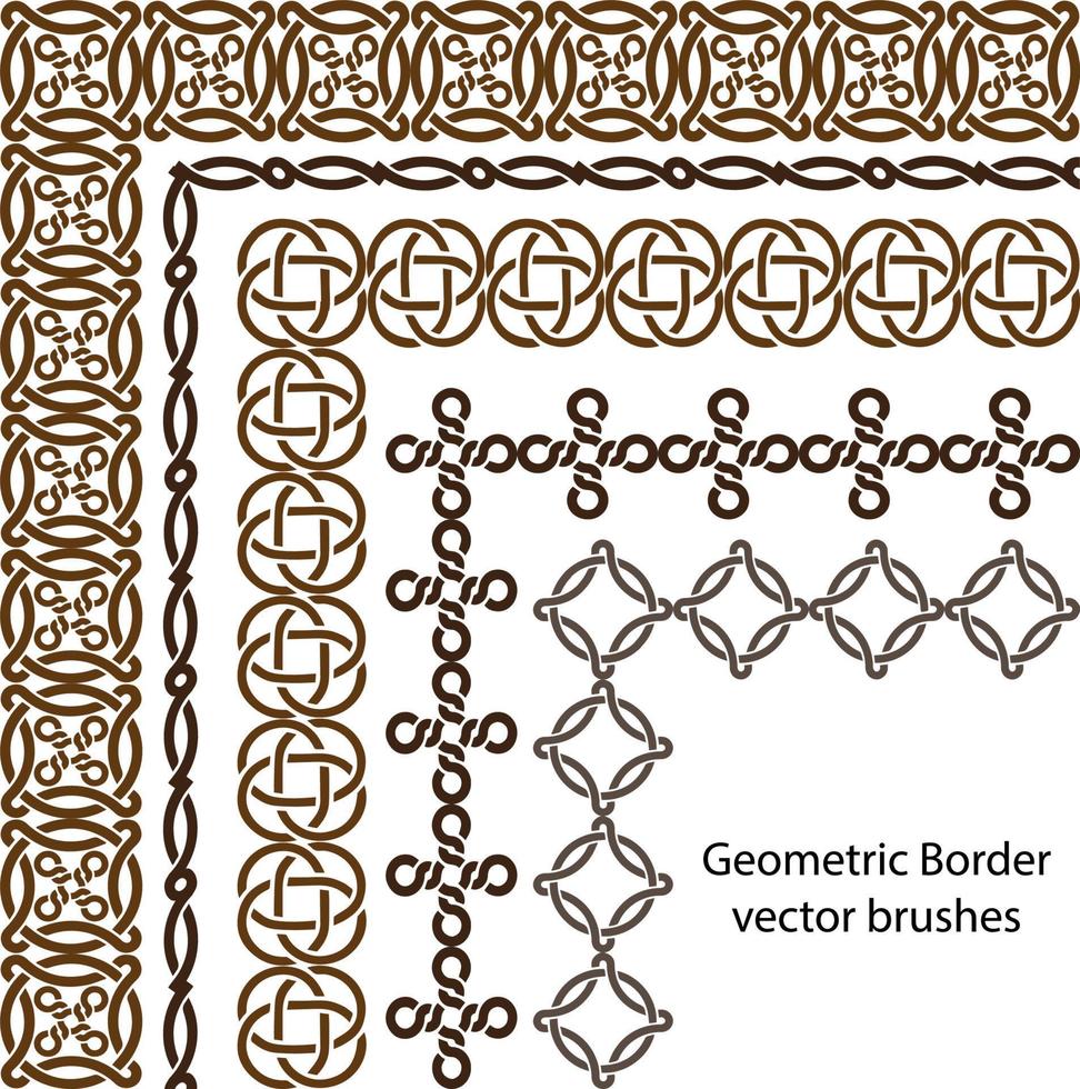 grens vector patroon borstel reeks in naadloos keltisch en meetkundig elementen