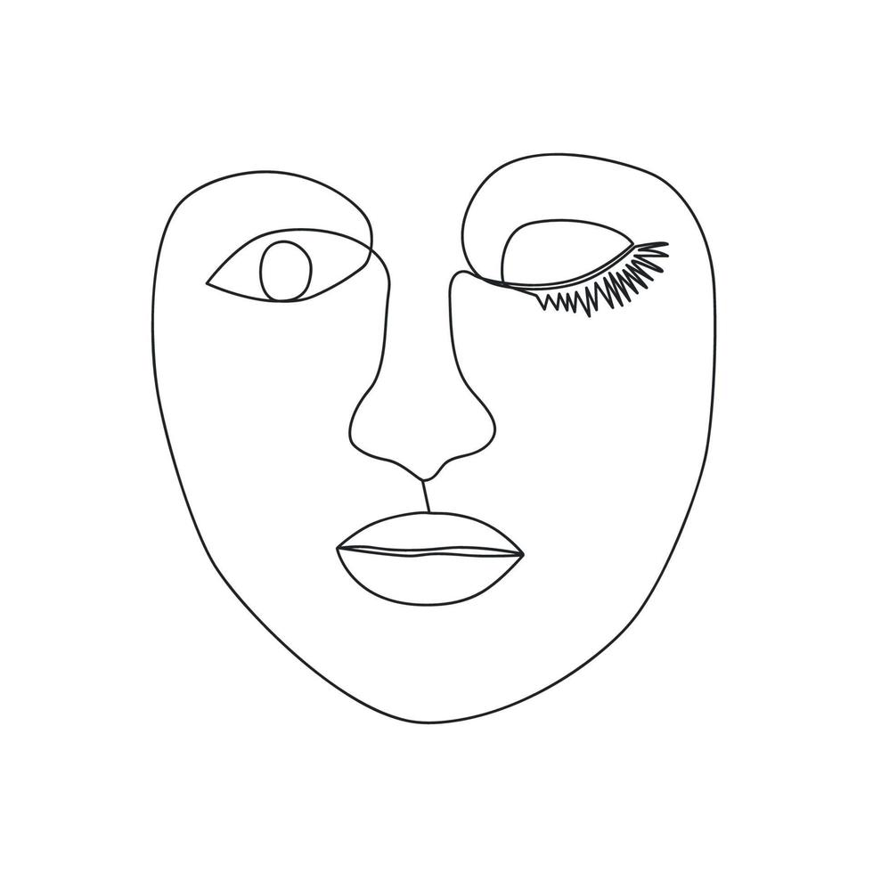 doorlopend lijn, tekening van reeks gezichten en kapsel, mode concept, vrouw schoonheid minimalistisch, illustratie vector