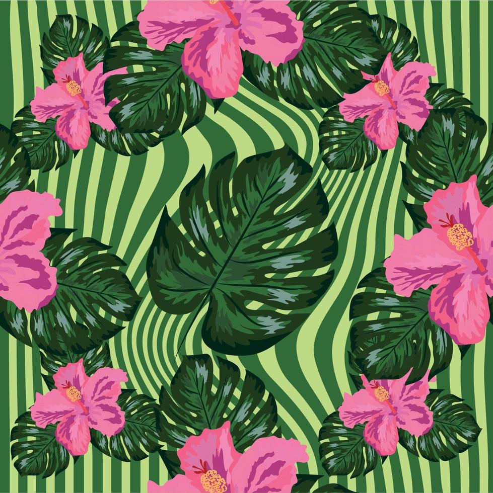 bloemen exotisch tropisch naadloos patroon keerkring hawaiiaans behang. botanisch afdrukken. modern bloemen achtergrond vector
