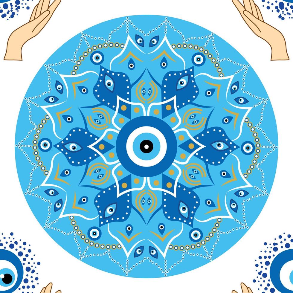 onheil oog naadloos patroon. magie, hekserij, occult symbool, lijn kunst verzameling. hamsa oog, magisch oog, decor element. vector