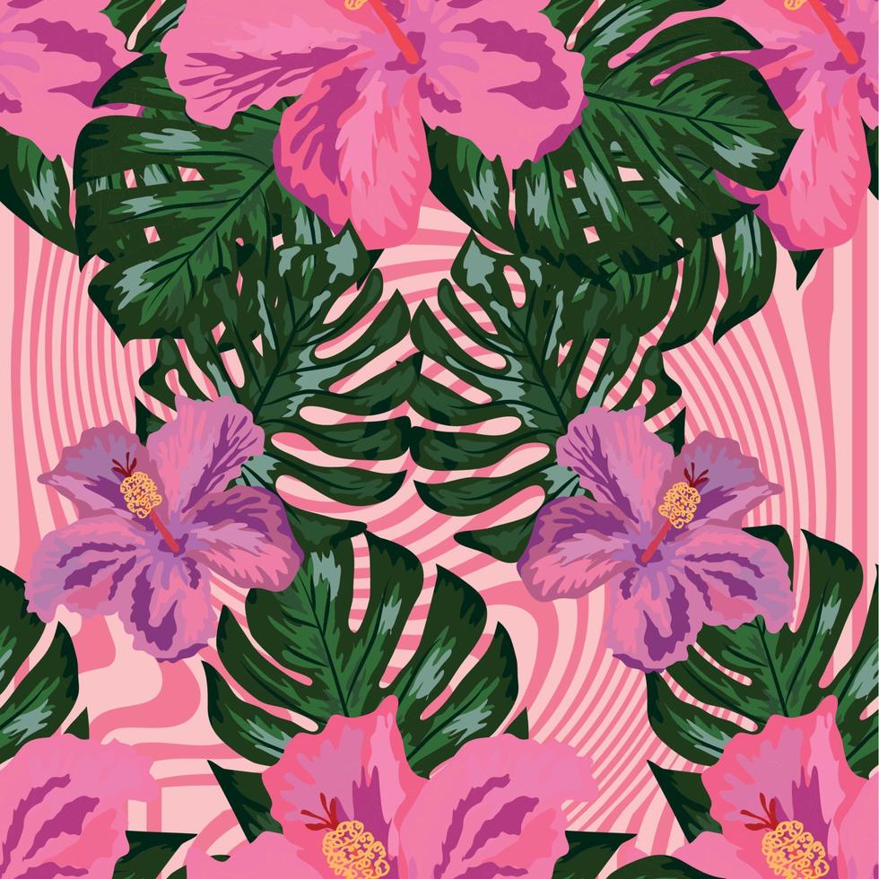 bloemen exotisch tropisch naadloos patroon keerkring hawaiiaans behang. botanisch afdrukken. modern bloemen achtergrond. vector