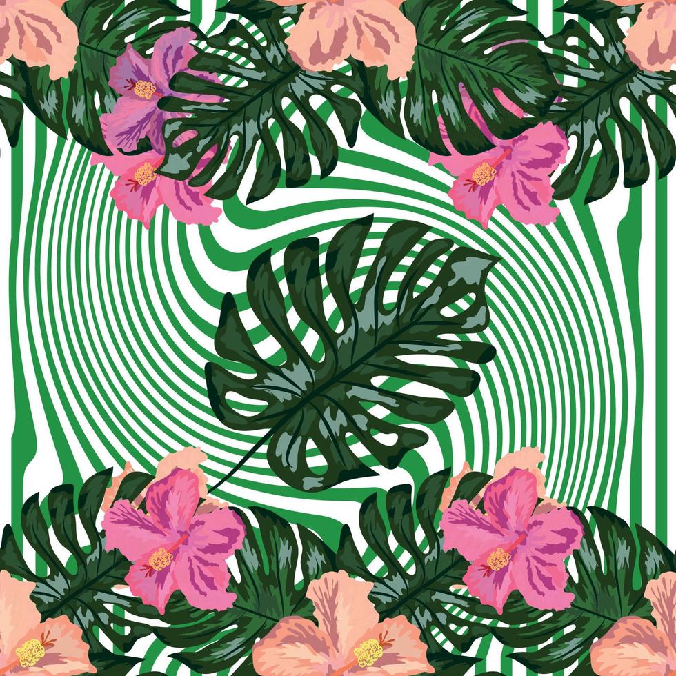 bloemen exotisch tropisch naadloos patroon keerkring hawaiiaans behang. botanisch afdrukken. modern bloemen achtergrond. vector