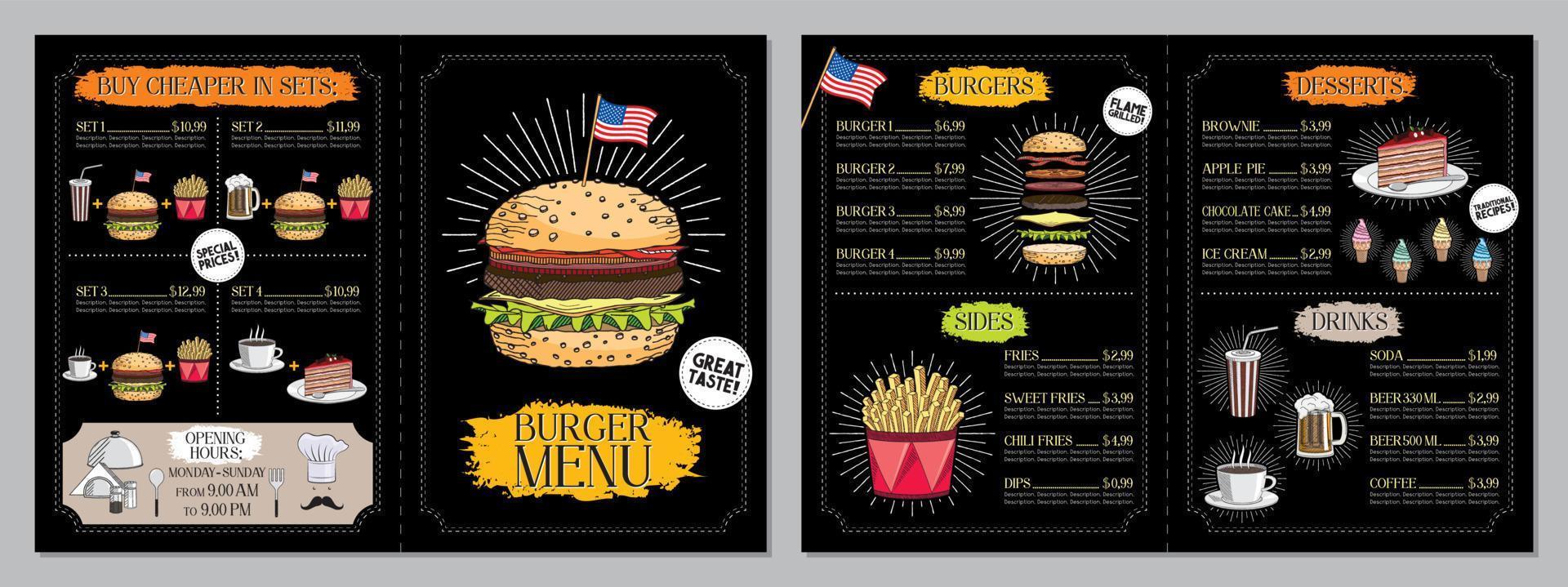 hamburger bar menu sjabloon vector