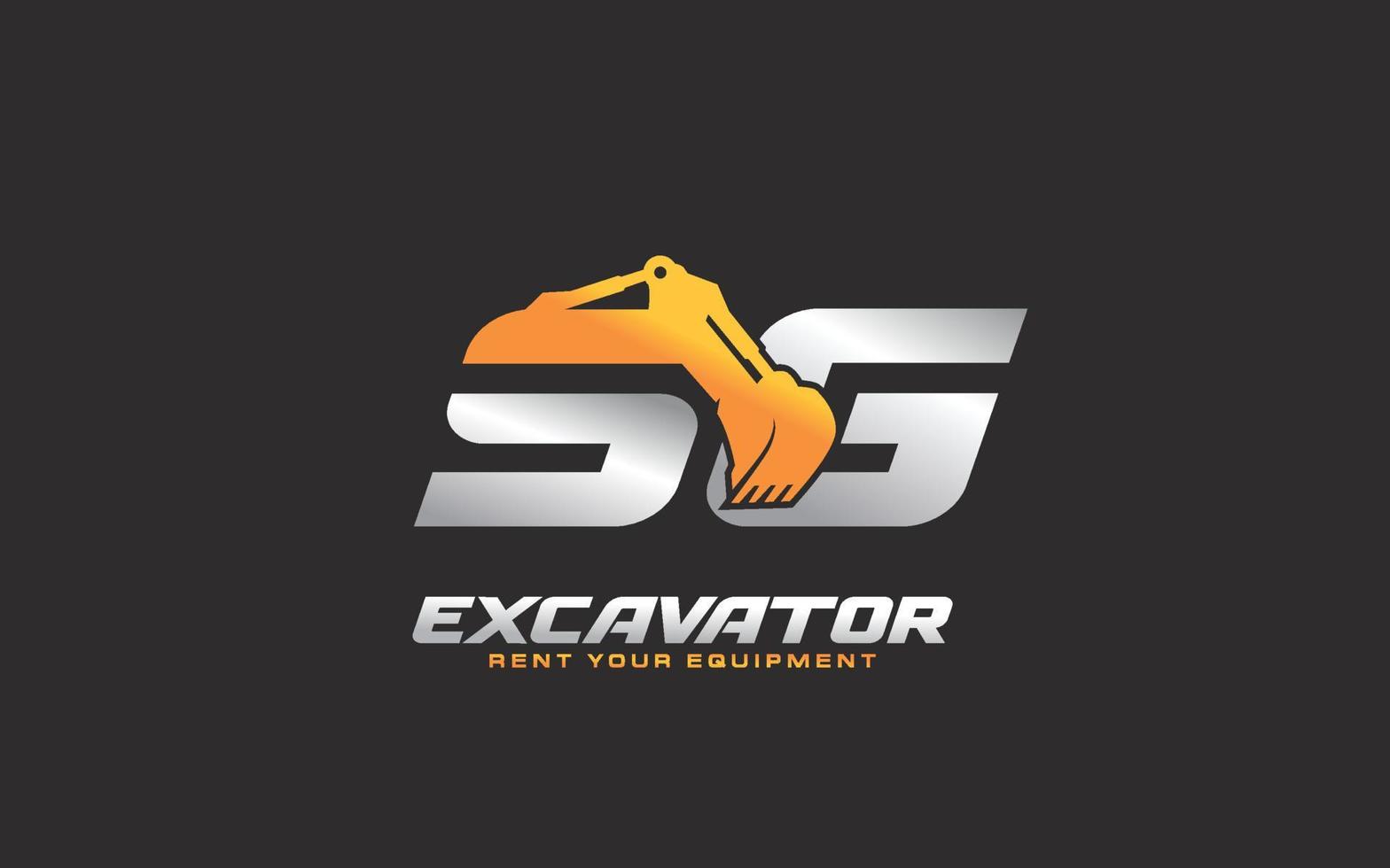 sg logo graafmachine voor bouw bedrijf. zwaar uitrusting sjabloon vector illustratie voor uw merk.