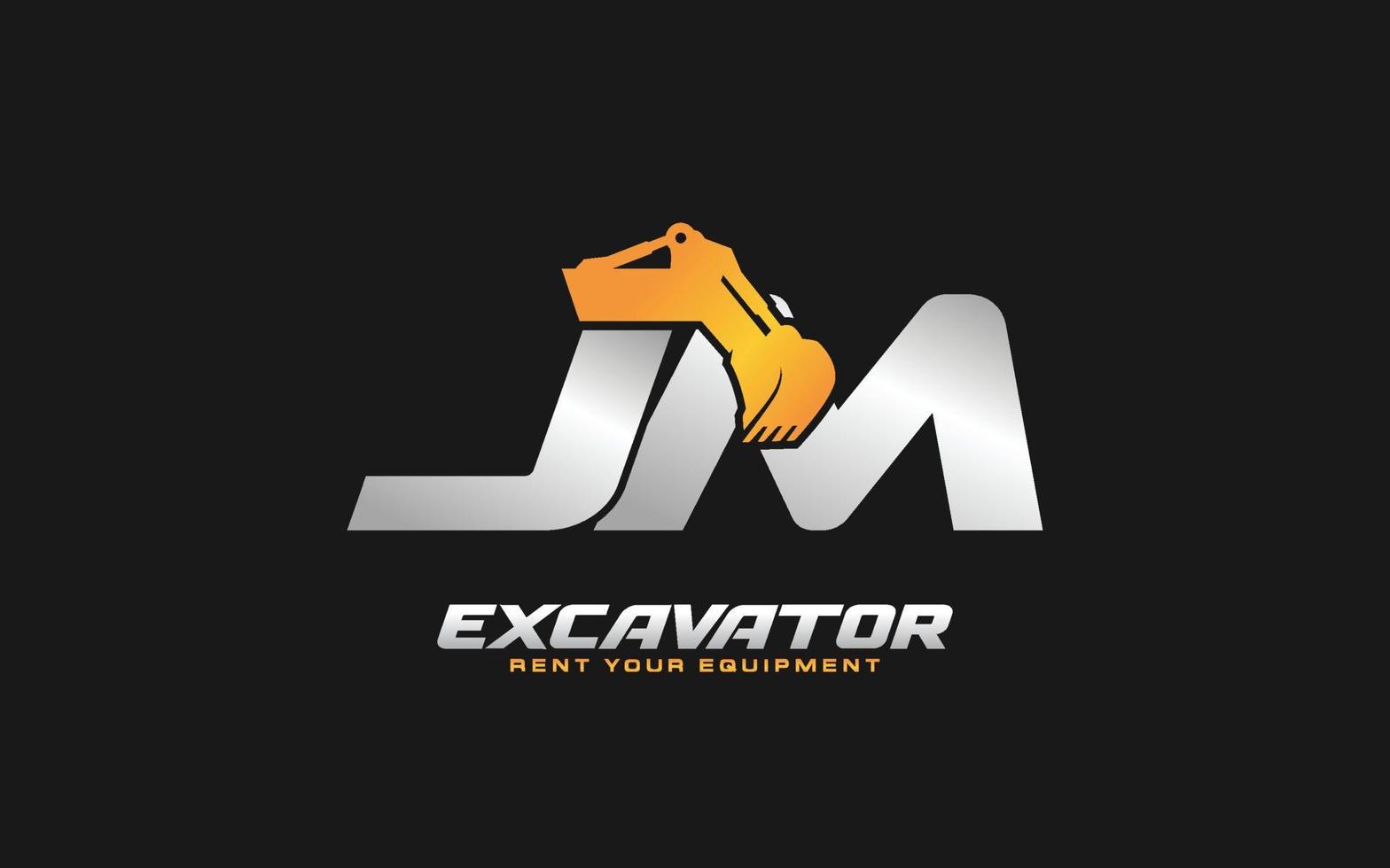 jm logo graafmachine voor bouw bedrijf. zwaar uitrusting sjabloon vector illustratie voor uw merk.