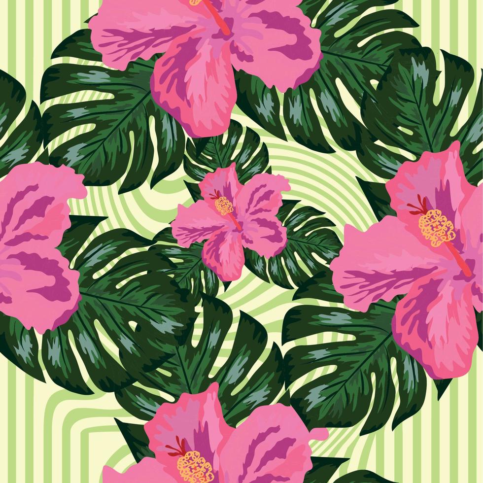 bloemen exotisch tropisch naadloos patroon keerkring hawaiiaans behang. botanisch afdrukken. modern bloemen achtergrond vector