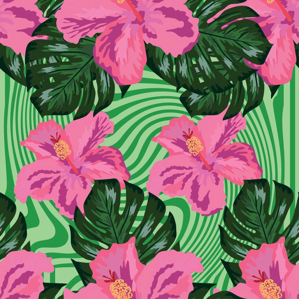 bloemen exotisch tropisch naadloos patroon keerkring hawaiiaans behang. botanisch afdrukken. modern bloemen achtergrond vector