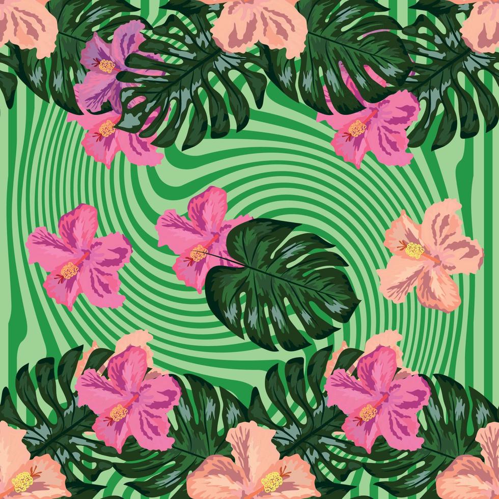 bloemen exotisch tropisch naadloos patroon keerkring hawaiiaans behang. botanisch afdrukken. modern bloemen achtergrond. vector