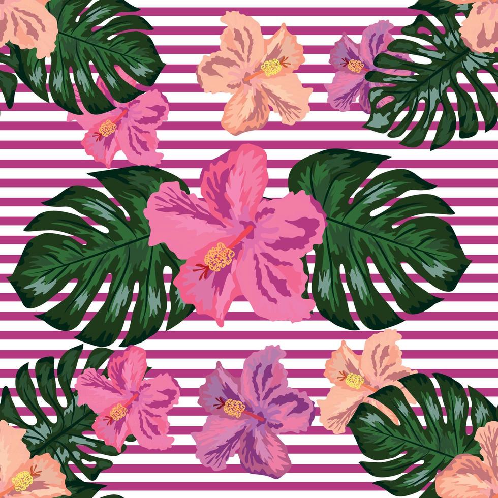 bloemen exotisch tropisch naadloos patroon keerkring hawaiiaans behang. botanisch afdrukken. modern bloemen achtergrond. vector