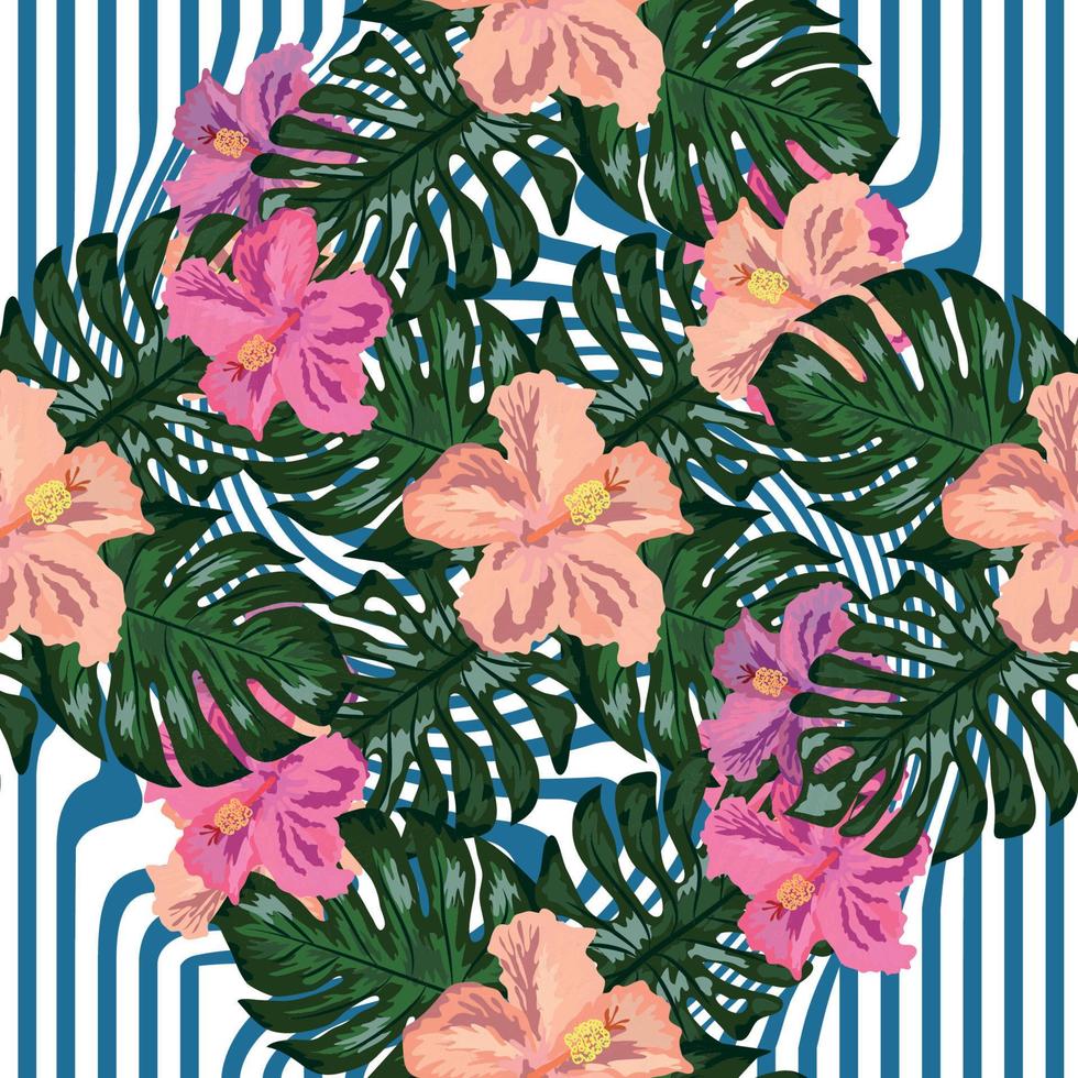 bloemen exotisch tropisch naadloos patroon keerkring hawaiiaans behang. botanisch afdrukken. modern bloemen achtergrond. vector