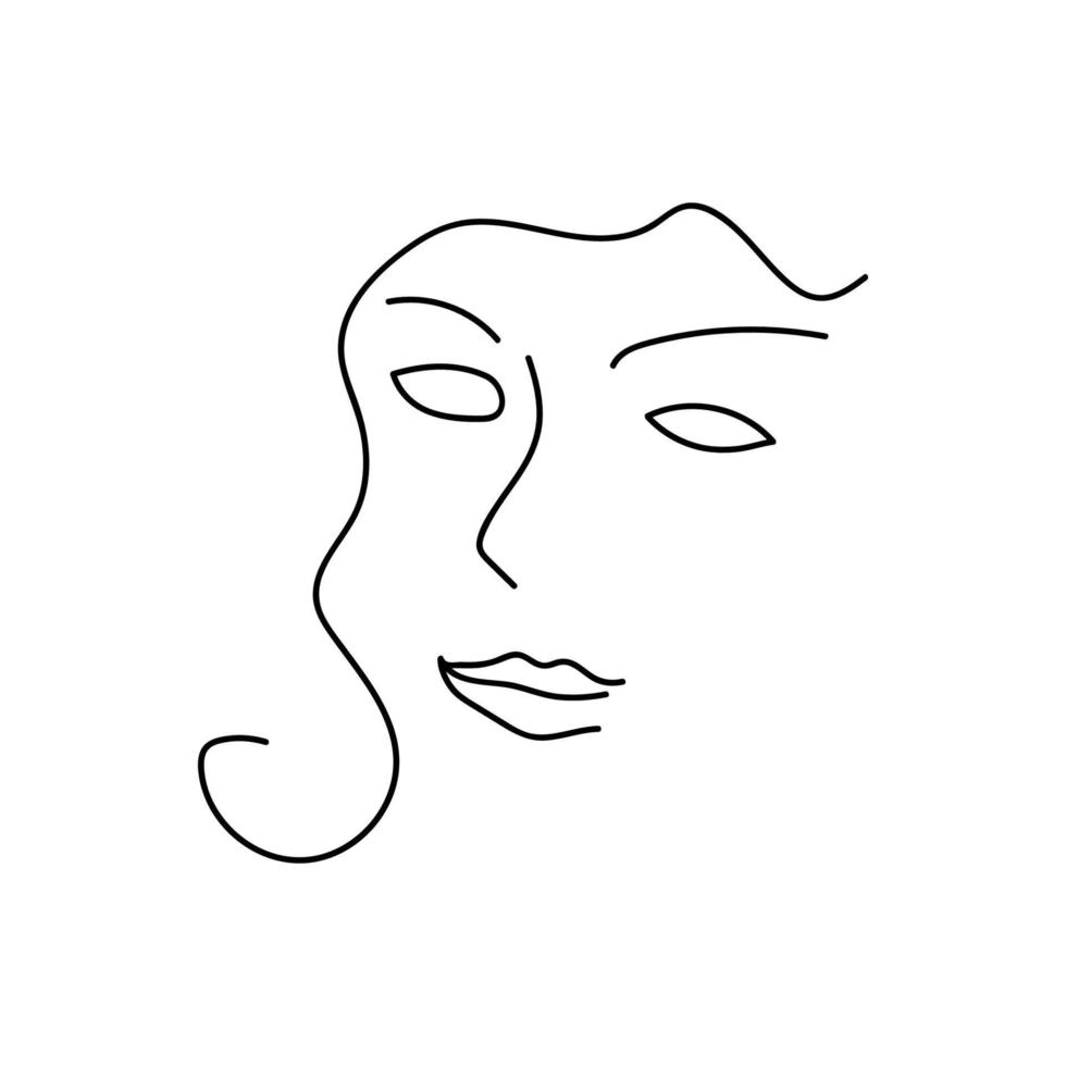 modern abstract gezicht portret. lineair inkt borstel. lijn kunst stroom hedendaags doorlopend kubisme schilderen. mode stijl zwart en wit abstractie poster vector