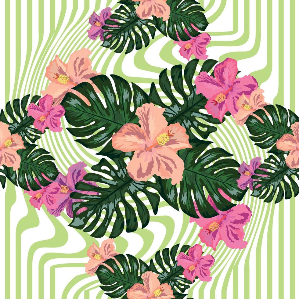 bloemen exotisch tropisch naadloos patroon keerkring hawaiiaans behang. botanisch afdrukken. modern bloemen achtergrond. vector