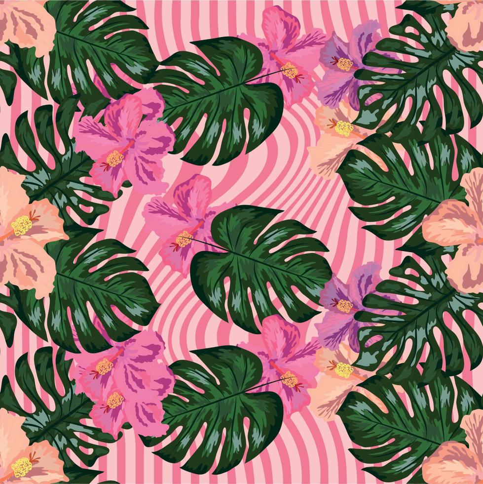 bloemen exotisch tropisch naadloos patroon keerkring hawaiiaans behang. botanisch afdrukken. modern bloemen achtergrond. vector