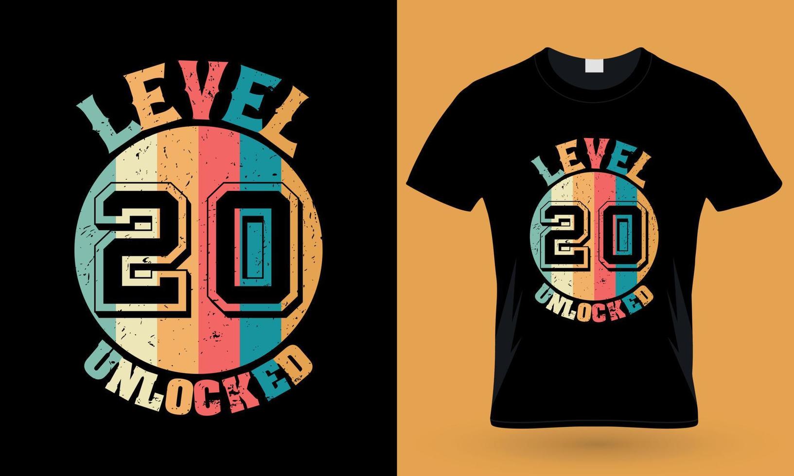 niveau 20 ontgrendeld. gaming typografie t-shirt ontwerp vector