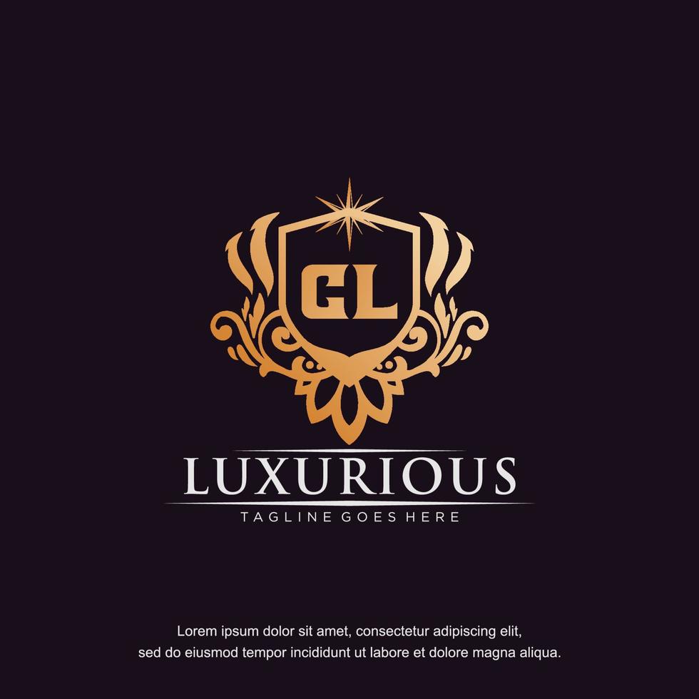 cl eerste brief luxe ornament goud monogram logo sjabloon vector kunst.