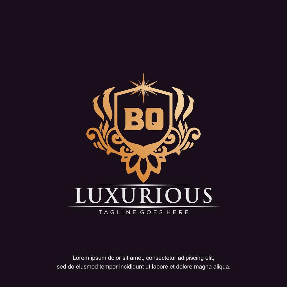 bq eerste brief luxe ornament goud monogram logo sjabloon vector kunst.