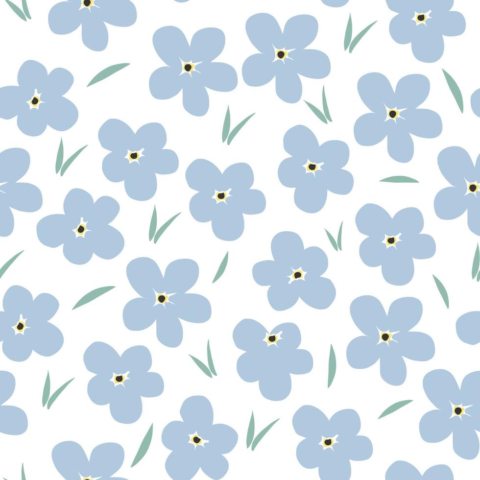 bloemen achtergrond Aan wit. voor kleding stof, baby kleren, achtergrond, textiel,.ditsy vrijheid stijl naadloos patronen. reeks van zomer madeliefje bloemen in wit en blauw. gemakkelijk vlak modern tekening. vector