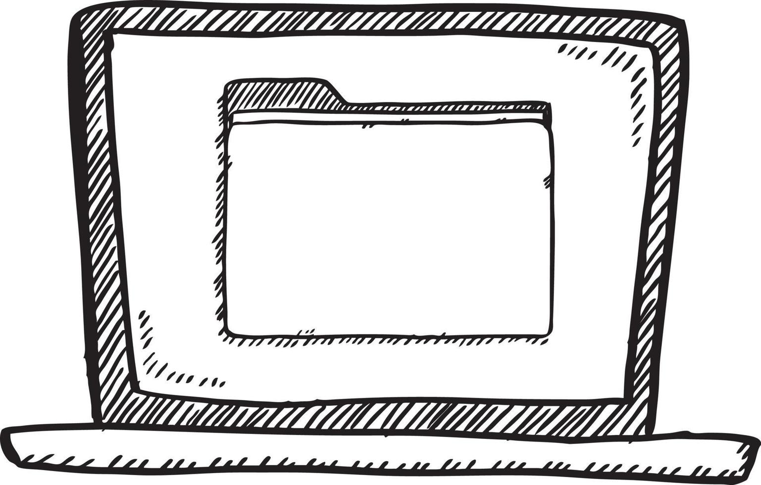 tekenfilm stijl tekening van notitieboekje met het dossier Aan scherm. hand- getrokken tekening vector illustratie. geïsoleerd voorwerp Aan transparant achtergrond.