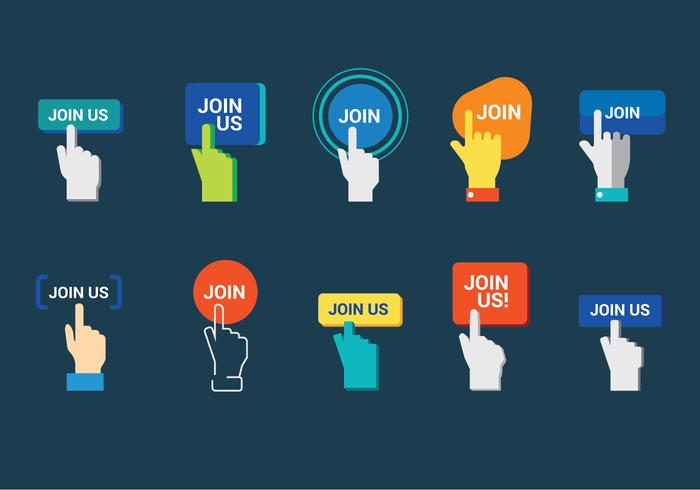 Set Hands with Join Us Button Vectors