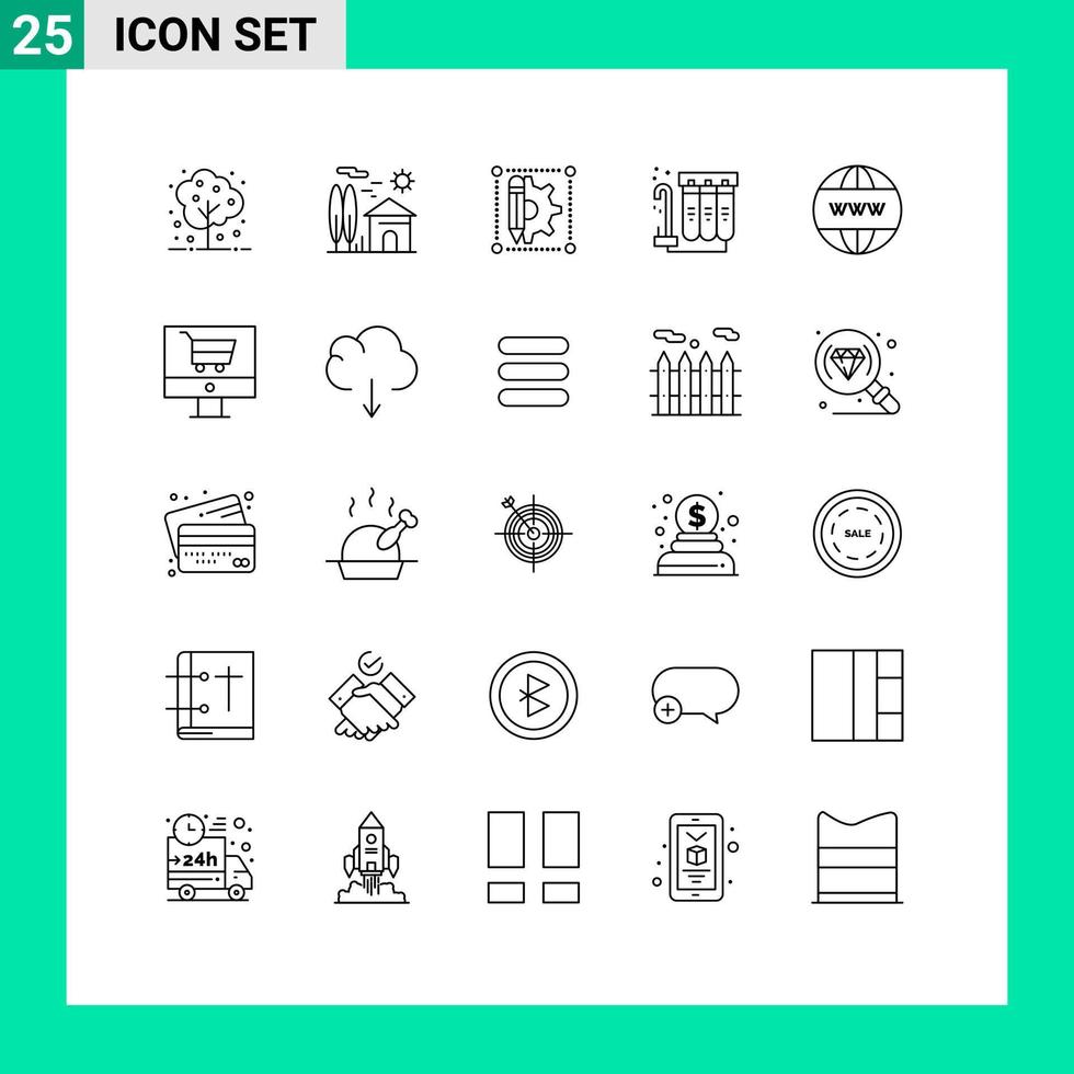 mobiel koppel lijn reeks van 25 pictogrammen van bedrijf Zuivering echt landgoed filtratie pen bewerkbare vector ontwerp elementen