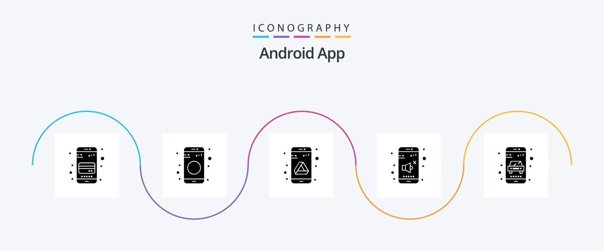 android app glyph 5 icoon pak inclusief online. controle. app. volume. uit vector