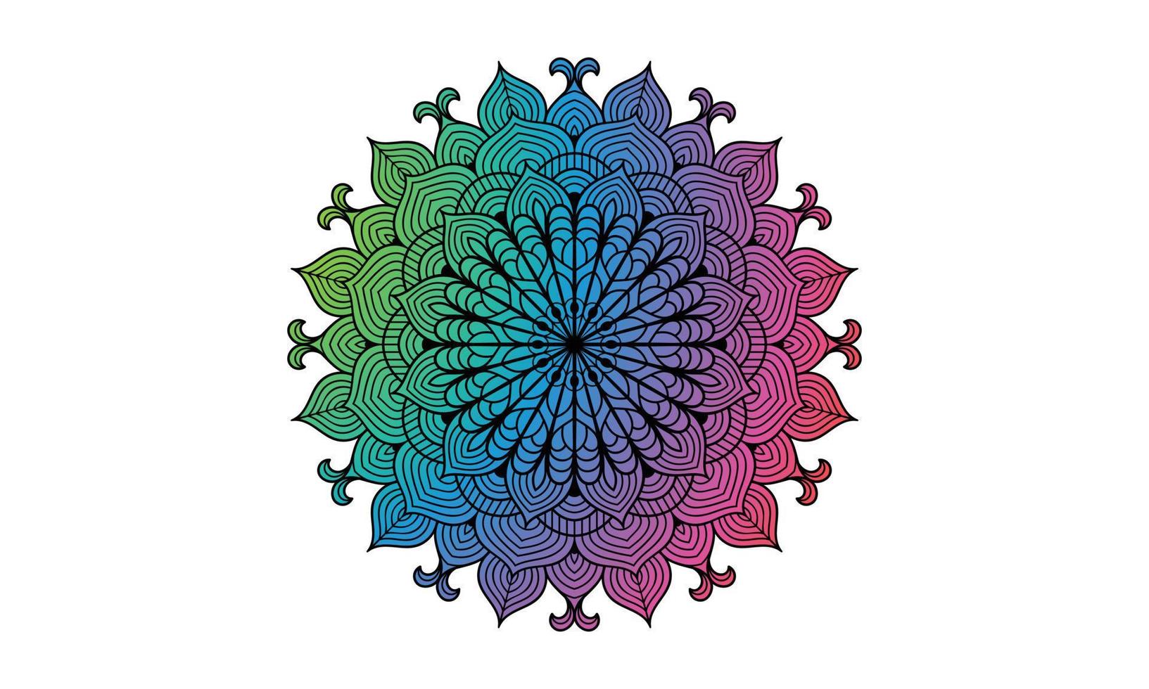 kleurrijke mandalaillustratie op krabbelstijl. vector hand getrokken doodle mandala met hart. felle kleuren mandala-ontwerp om af te drukken, poster, omslag, brochure, flyer, banner, boekomslag.