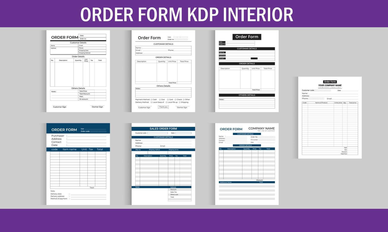 07 bewerkbare canva Sjablonen bestellen het formulier voor kdp vector