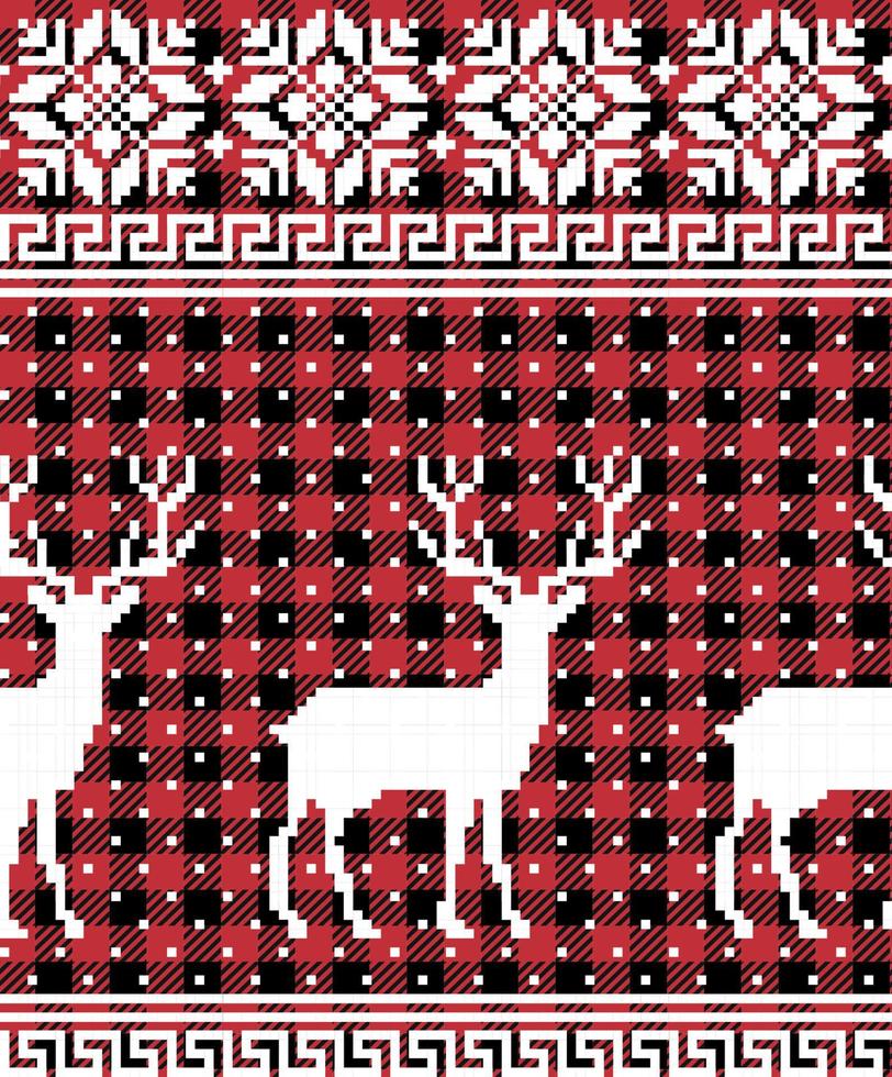buffel plaid Kerstmis rinkelen klokken Aan de achtergrond van de muziek- bladzijde. feestelijk naadloos patroon. vector illustratie.