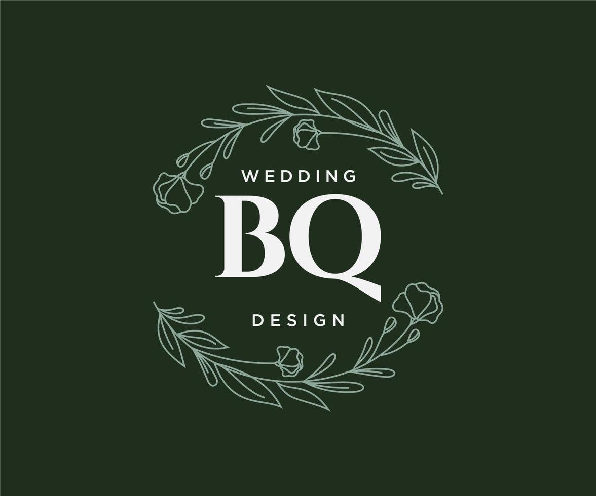 bq initialen brief bruiloft monogram logos verzameling, hand- getrokken modern minimalistisch en bloemen Sjablonen voor uitnodiging kaarten, opslaan de datum, elegant identiteit voor restaurant, boetiek, cafe in vector