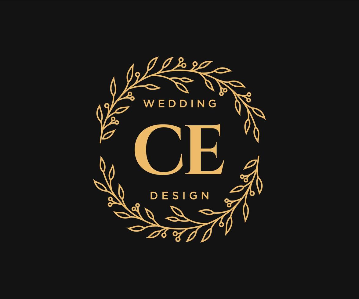 ce initialen brief bruiloft monogram logos verzameling, hand- getrokken modern minimalistisch en bloemen Sjablonen voor uitnodiging kaarten, opslaan de datum, elegant identiteit voor restaurant, boetiek, cafe in vector