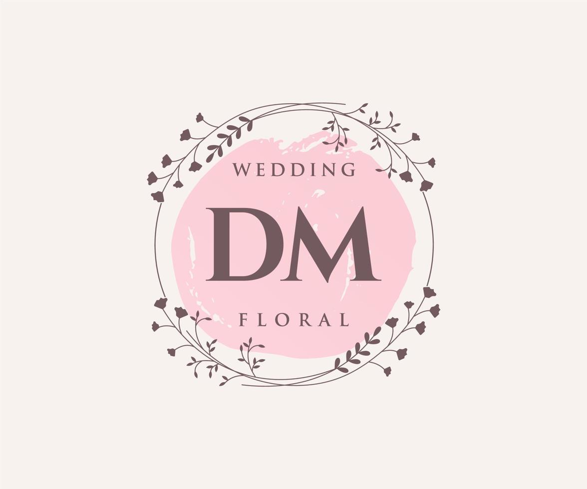 dm initialen brief bruiloft monogram logos sjabloon, hand- getrokken modern minimalistisch en bloemen Sjablonen voor uitnodiging kaarten, opslaan de datum, elegant identiteit. vector