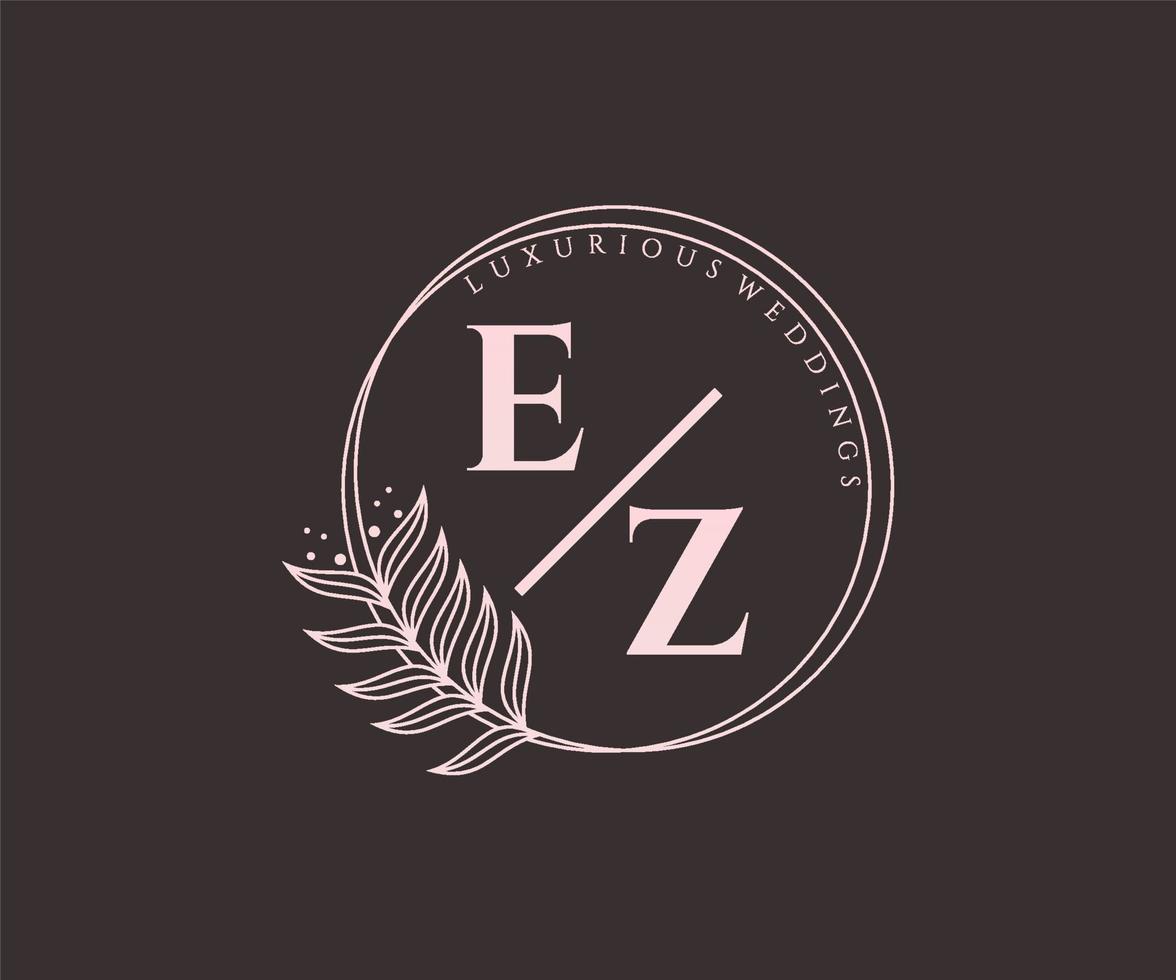 ez initialen brief bruiloft monogram logos sjabloon, hand- getrokken modern minimalistisch en bloemen Sjablonen voor uitnodiging kaarten, opslaan de datum, elegant identiteit. vector